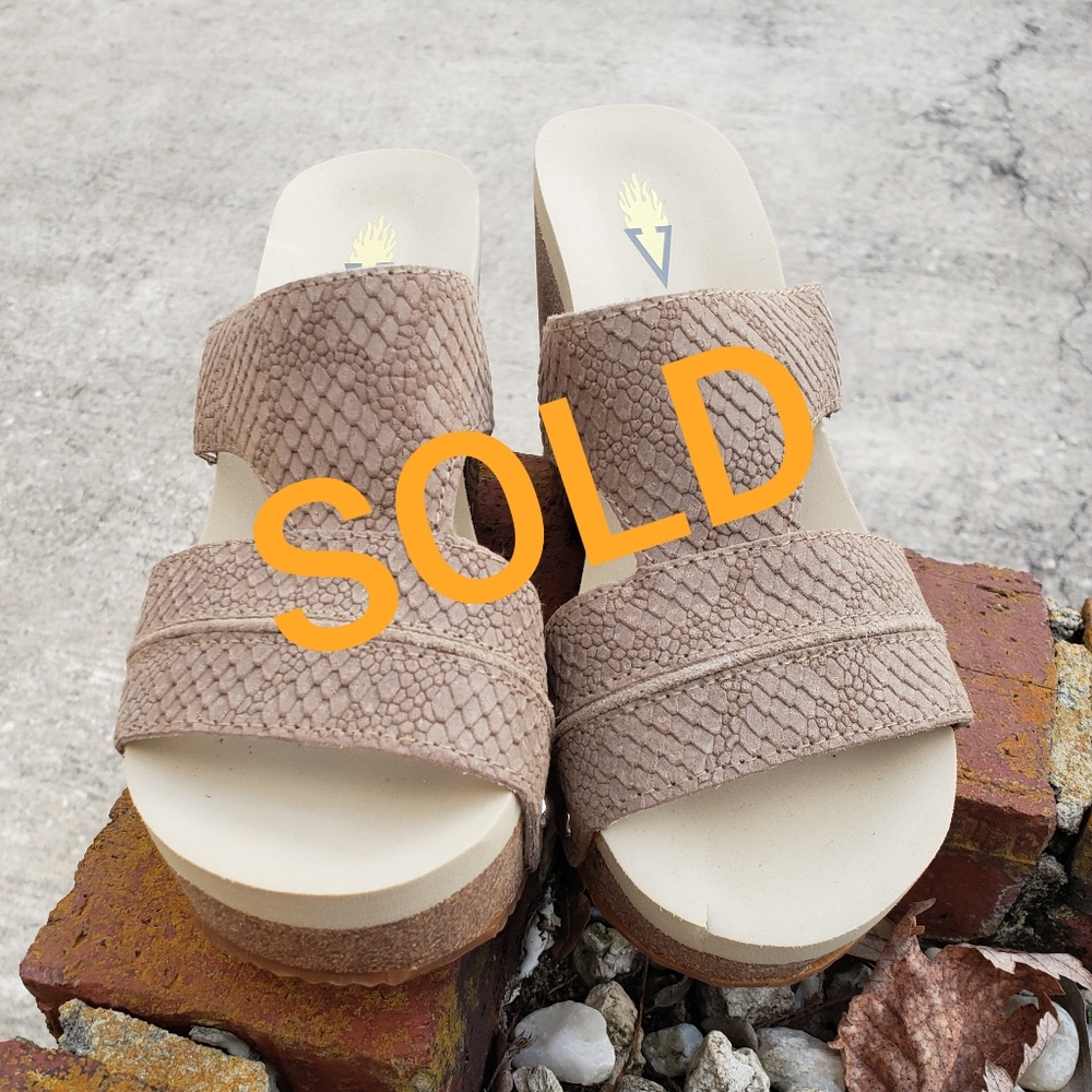 Volatile Snakeskin Slip-on Wedge Sandal